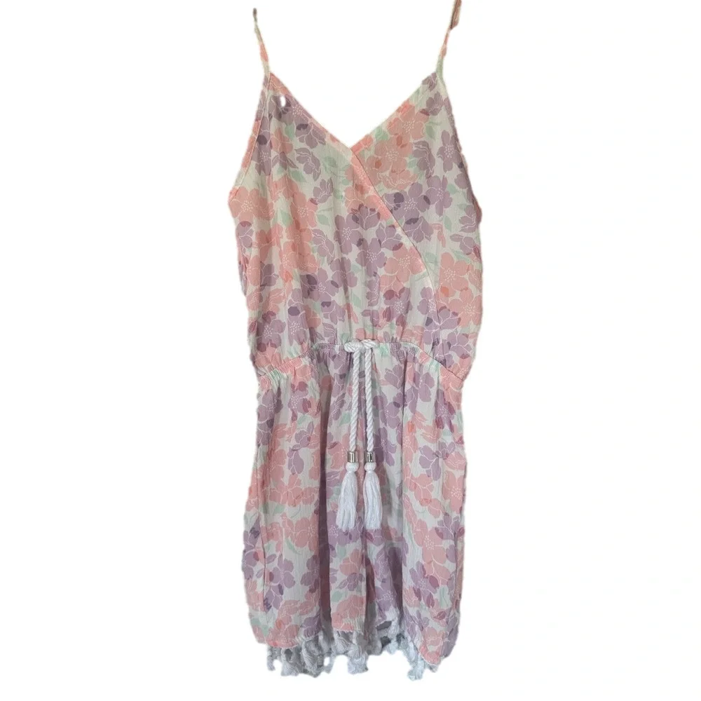 Miken Floral Romper Pink Lavender Girls